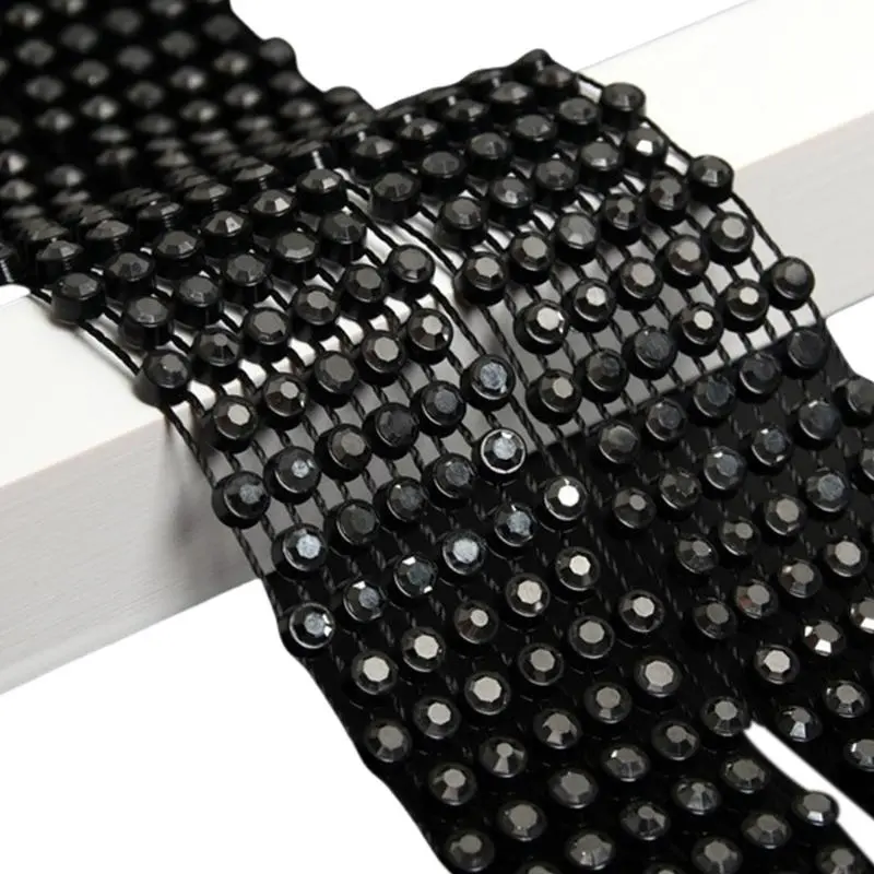 652F Women Glittering Rhinestones Necktie for Carnivals Theme Parties and Celebration Crystal Long Scarf Necklace Neckerchief