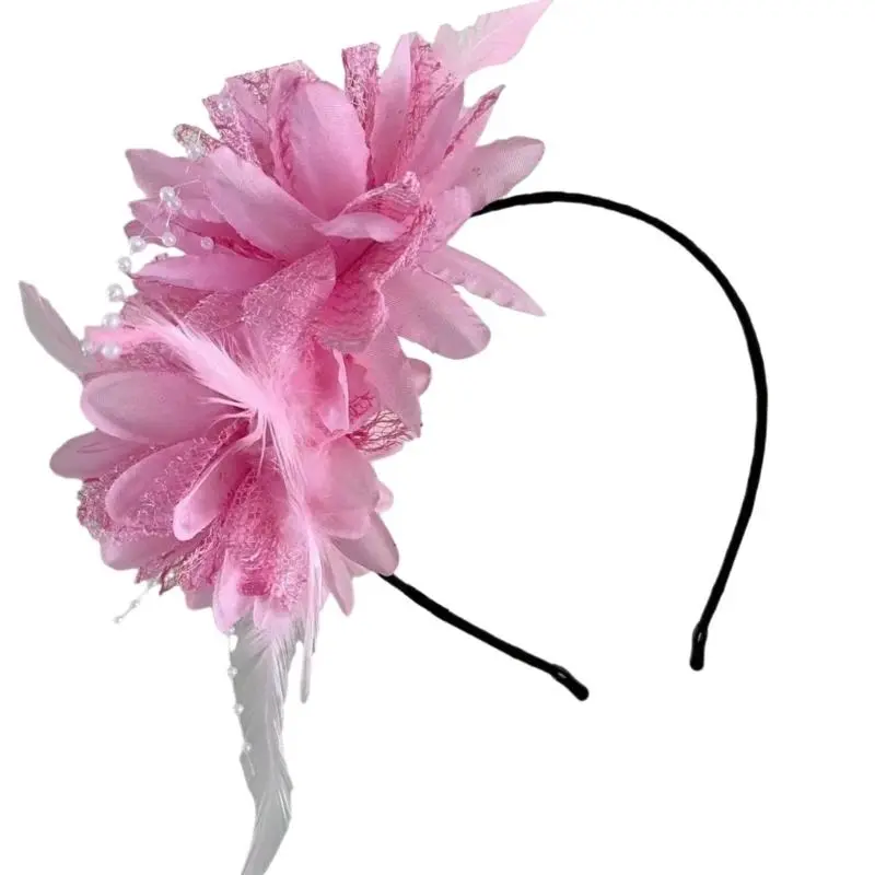 652F Feathered Hairband Costume Cosplay Flower Headwear Fashion Hair Accessory for Halloween Festival Parties and Weddings