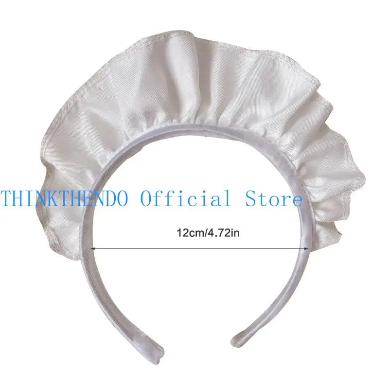 652F Gothic Wide Ruffle Hair Hoop White Headdress Cartoon Maid Headpiece Anime Gothic Roleplay Hairband