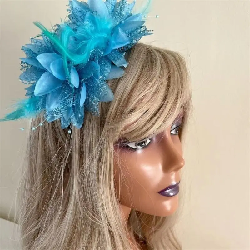 652F Feathered Hairband Costume Cosplay Flower Headwear Fashion Hair Accessory for Halloween Festival Parties and Weddings