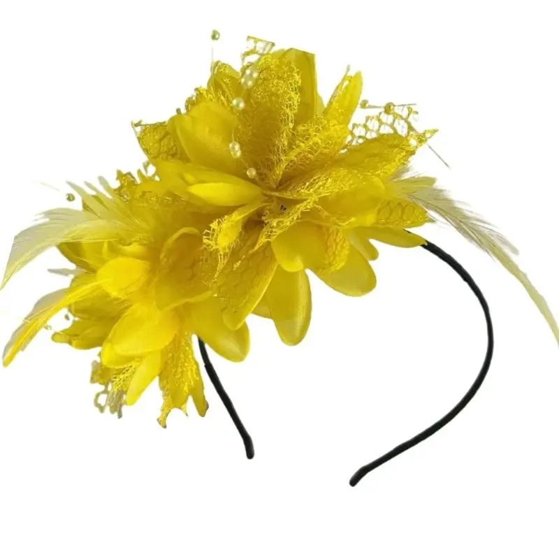 652F Feathered Hairband Costume Cosplay Flower Headwear Fashion Hair Accessory for Halloween Festival Parties and Weddings