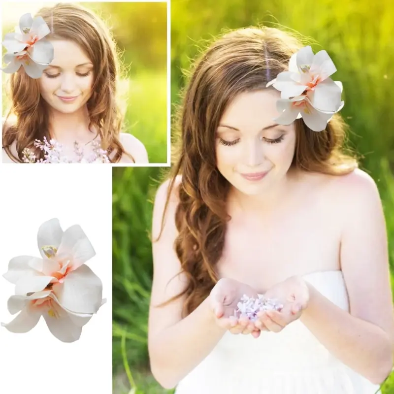 652F 4Pcs Elegant Hawaiian Hibiscus Hair Clip Floral Hair Accessory Festival Hair Decoration for Vacation Photo Outfits