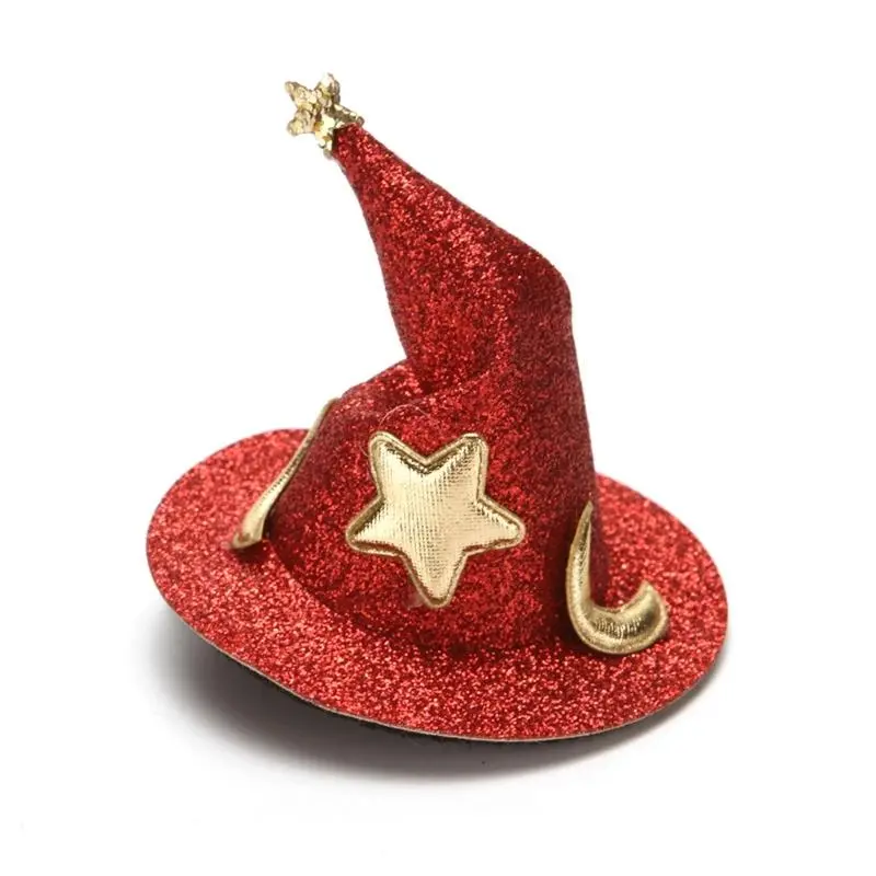 652F Halloween  Barrettes Hairpins Children Side Clip Mini Wizard Hat Hair Clip Headdress for Halloween Cosplay