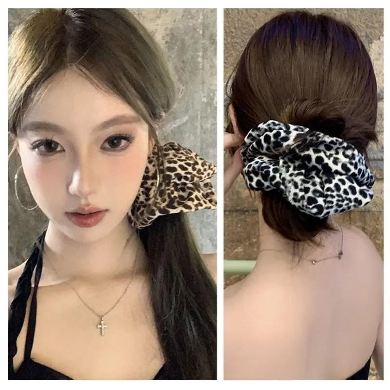 652F Maillard Hair Rope Hair Bun Scrunchies Elastic Hair Rope Ruffle Hair Scrunchy Vintage HairBands Female Accessories
