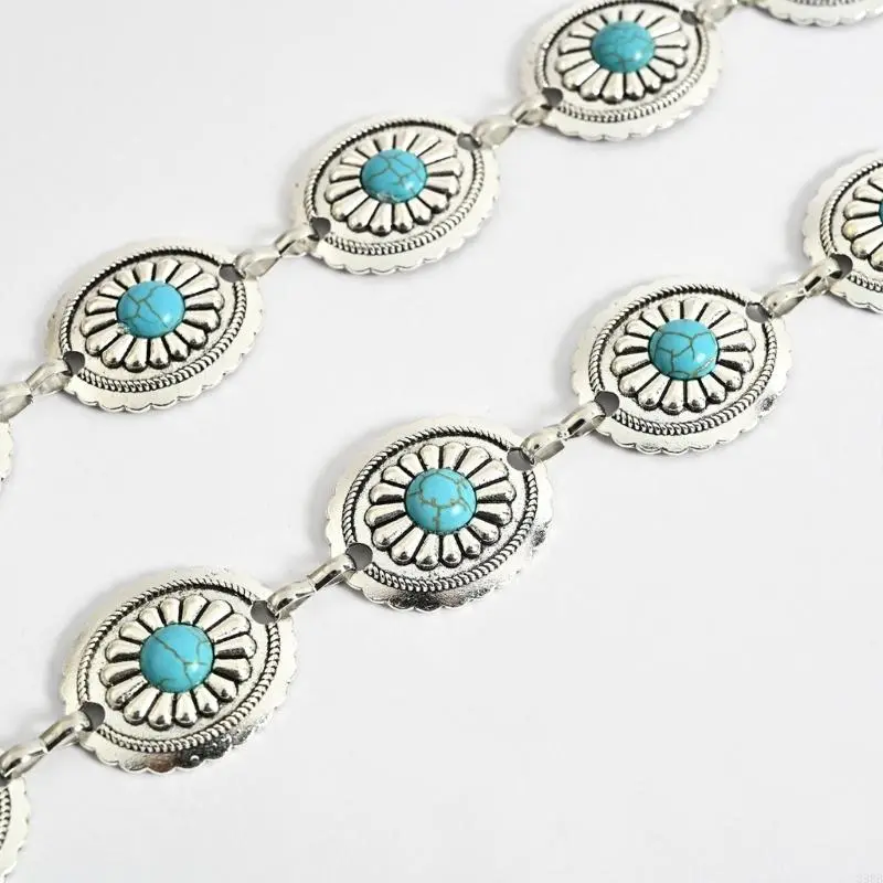652F Chain Belt For Women Waist Chain Jean Belt Belly Chain For Dress Western Turquoise Belt Turquoise Waist Chain