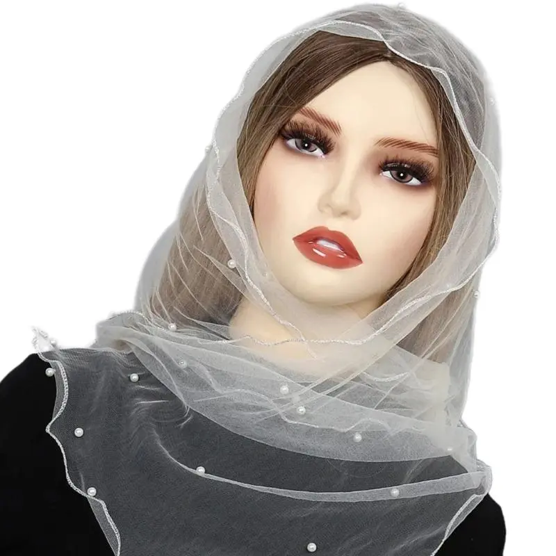 652F Beadwork Head Scarf Veils for Women Catholic Church Mantilla Veils Head Covering Mass Veils Tulle Scarf for Everyday Wear