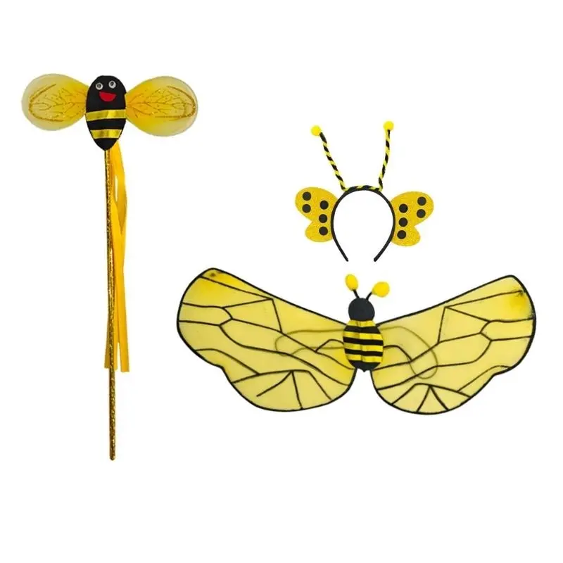 652F 3Pieces Animal Bumblebees Costumes Honeybee Costume Set Halloween Cosplay Costumes Fun Pretend Play Accessories