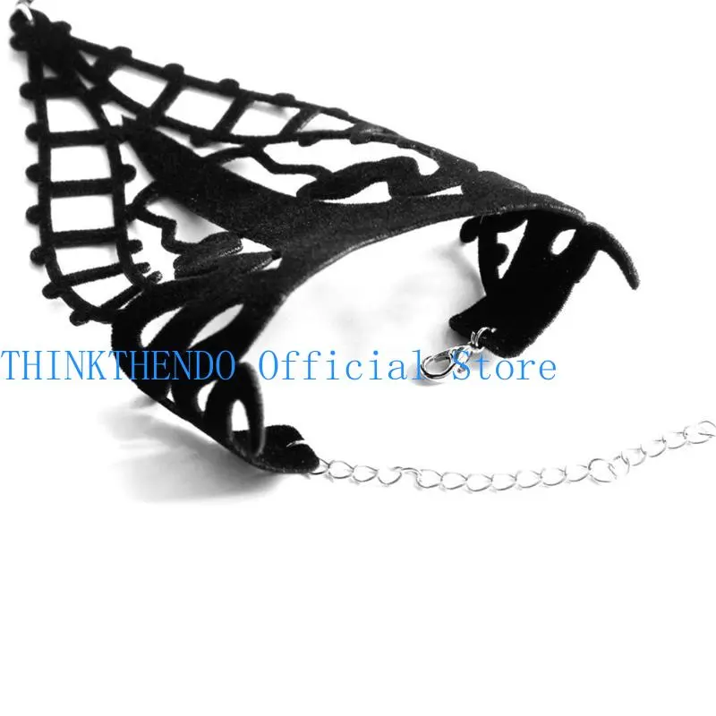 39BB Finger Rings Bracelets Punk Gothic Bracelets with Finger Rings Arm Cuffs Jewelry