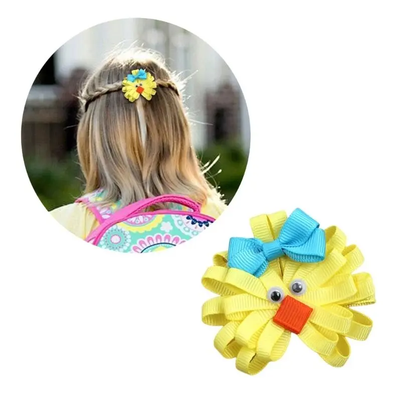 652F Lovely Easter Theme Chick/Bunnies Hair Clip Hair Accessories Hair Barrette For Spring Holiday Celebration And Daily Wear