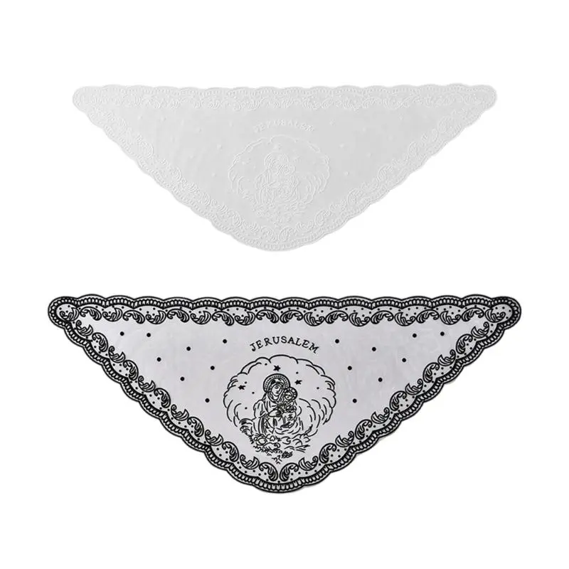652F Classical Catholic Shawl Triangular Scarf Headband with Delicate Stitching for Prayer Gatherings and Fashion Accessories
