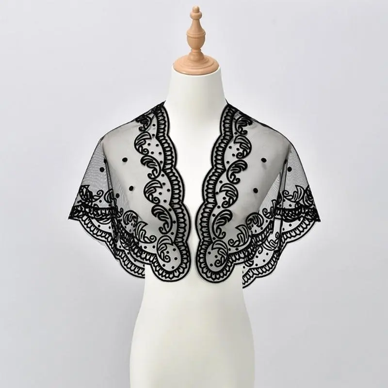 652F Classical Catholic Shawl Triangular Scarf Headband with Delicate Stitching for Prayer Gatherings and Fashion Accessories