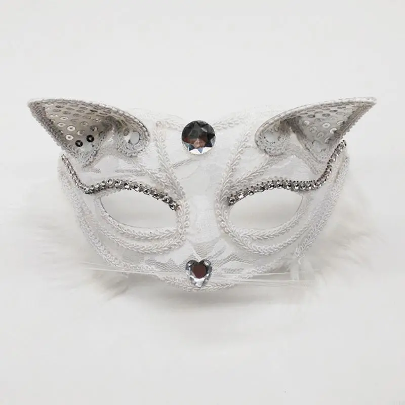 39BB for Cat Lace Mask Halloween Party Masks Lace Mask Masquerade Sexy Lace Face