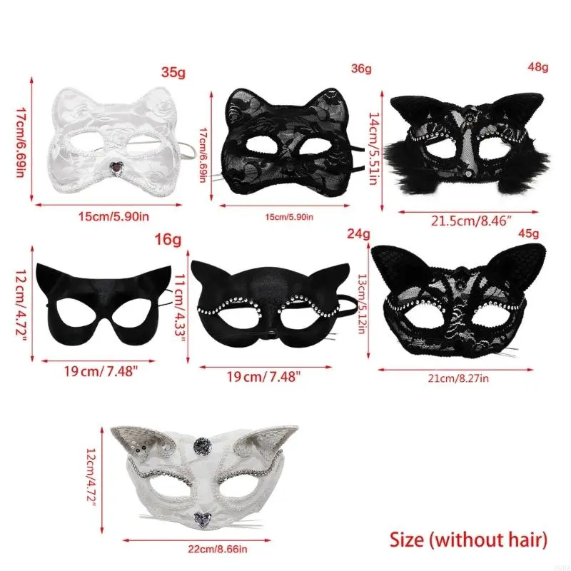 39BB for Cat Lace Mask Halloween Party Masks Lace Mask Masquerade Sexy Lace Face