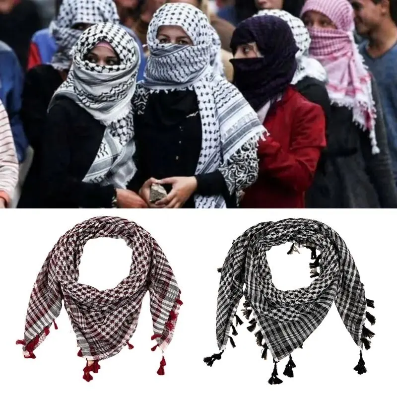 652F Versatile Headwrap Shemagh Scarf for Muslims Arab Keffiyeh Headscarf for Arabian Dubai  Tactics Neck Wrap Scarf