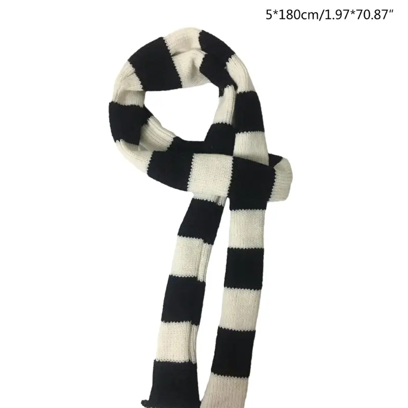 652F Strip Scarf for Women Long Skinny Belt Necktie Neck Scarf Y2K Girls Photo Props Long Neckerchief Skinny Scarf Necktie