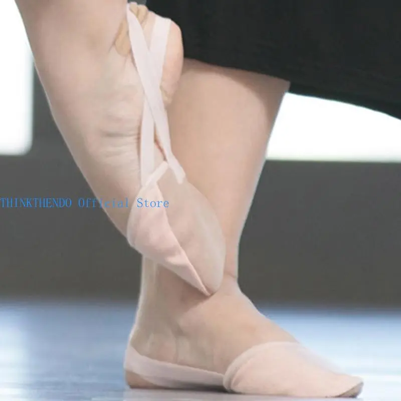652F Half Soles Dance Shoes Pirouette Stretch Canvas/Leather Flexibility for Adult Womens Girls Dance Lover New Year Gifts