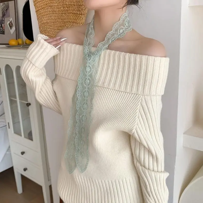 652F Fashionable Long Ribbon Head Wrap Embroidery Hair Band Decorative Neck Scarf for Office Party or Outdoor Event