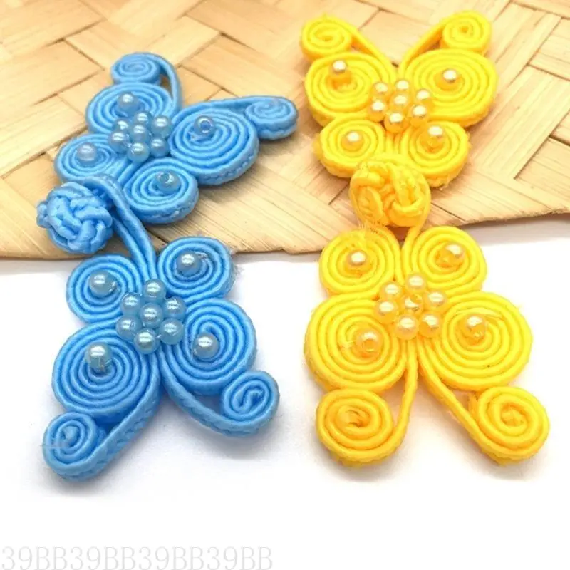 39BB Butterfly Chinese Traditional Button Sewing Crafted Frog Buttons Sew On for DIY Handcraft Cheongsam Embellishment