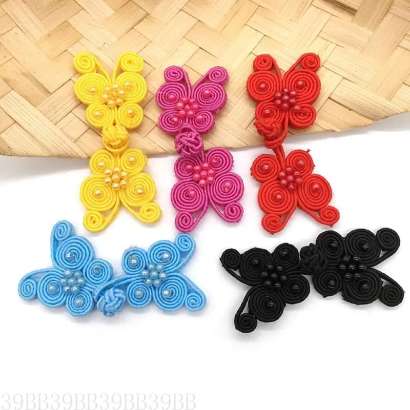 39BB Butterfly Chinese Traditional Button Sewing Crafted Frog Buttons Sew On for DIY Handcraft Cheongsam Embellishment