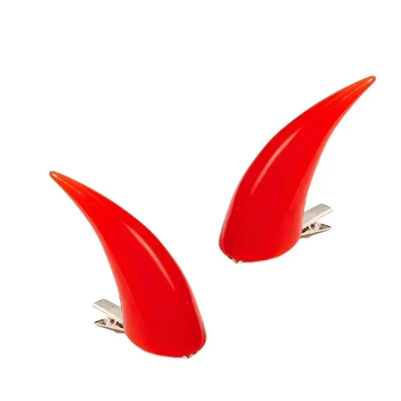 652F 2PCS Devil Horn Hair Clip Set for Adult Kids Novelty Dark Series Horn Side Clip Party Stage Performances Costume Hairpin