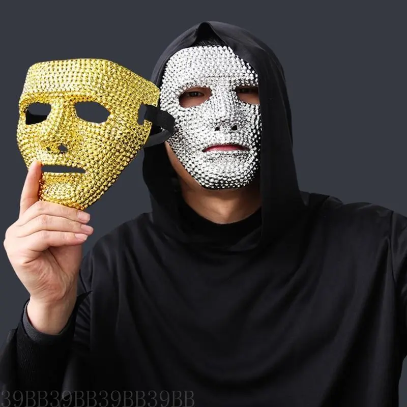 39BB Halloween Skeleton Head Mask Pumpkin Mask Rhinestones Masquerade Mask