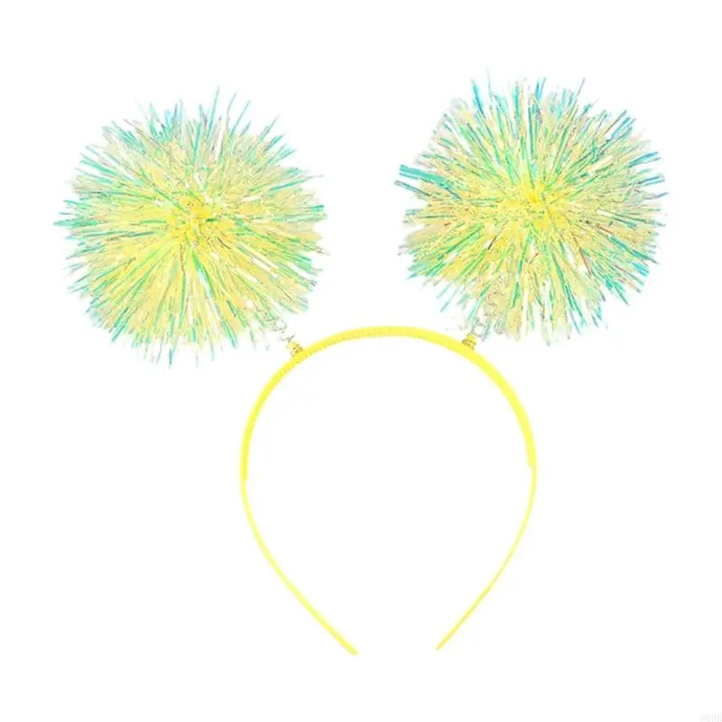 652F Festival Christmas Women Students Carnival Hairband Shinning Bouncing Ball Headbands Tinsel Party Hair Hoop