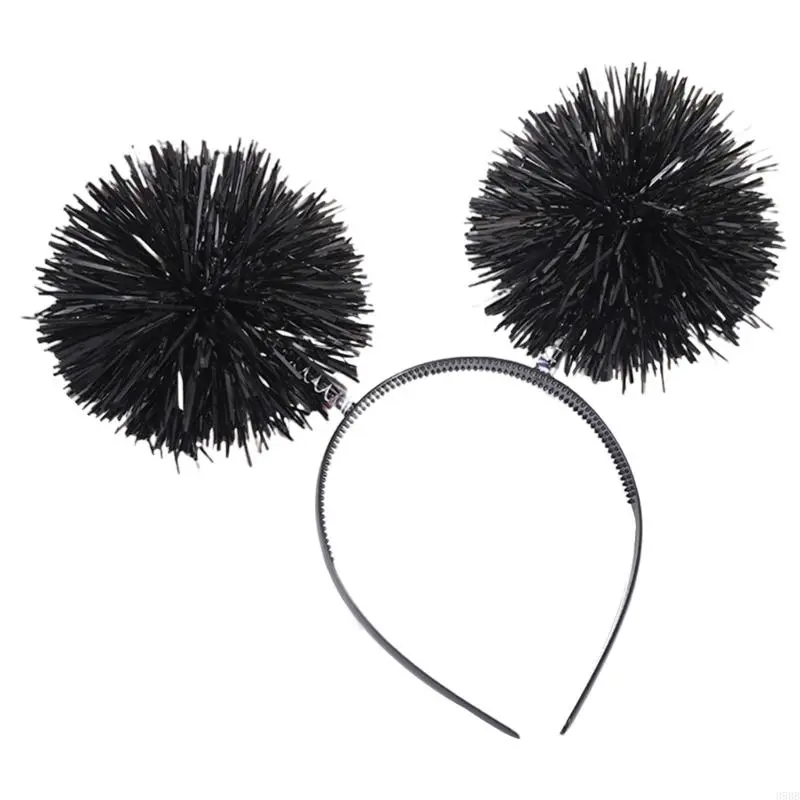 652F Festival Christmas Women Students Carnival Hairband Shinning Bouncing Ball Headbands Tinsel Party Hair Hoop