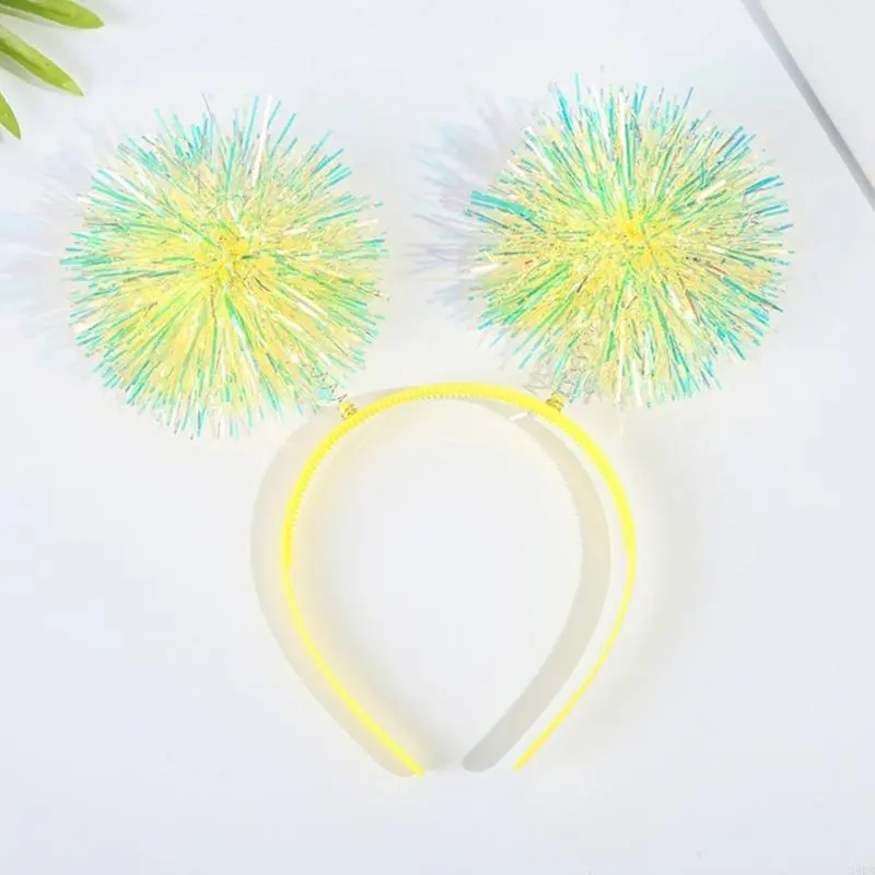 652F Festival Christmas Women Students Carnival Hairband Shinning Bouncing Ball Headbands Tinsel Party Hair Hoop