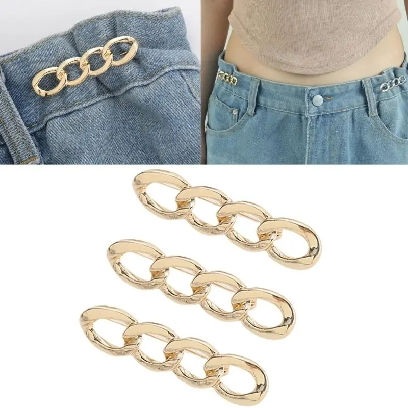 652F Pack of 3 Removable Waist Cinchers Pin Metal Clasp Pin for Jeans Trousers Dresses Cardigan Fashion Clothing Accessories