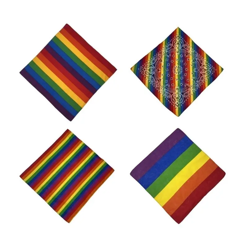 652F 4Pcs Square Scarf Bandana Unisex Headscarf Soft Scarves Neck Hair Wrap Scarf for Fashionable Looks in Various Occasion