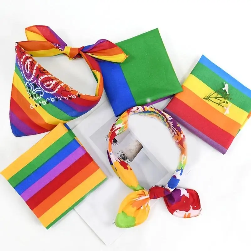 652F 4Pcs Square Scarf Bandana Unisex Headscarf Soft Scarves Neck Hair Wrap Scarf for Fashionable Looks in Various Occasion