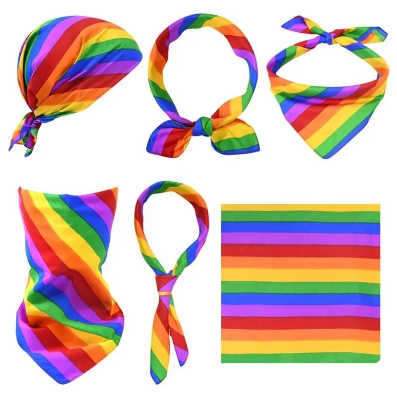 652F 4Pcs Square Scarf Bandana Unisex Headscarf Soft Scarves Neck Hair Wrap Scarf for Fashionable Looks in Various Occasion