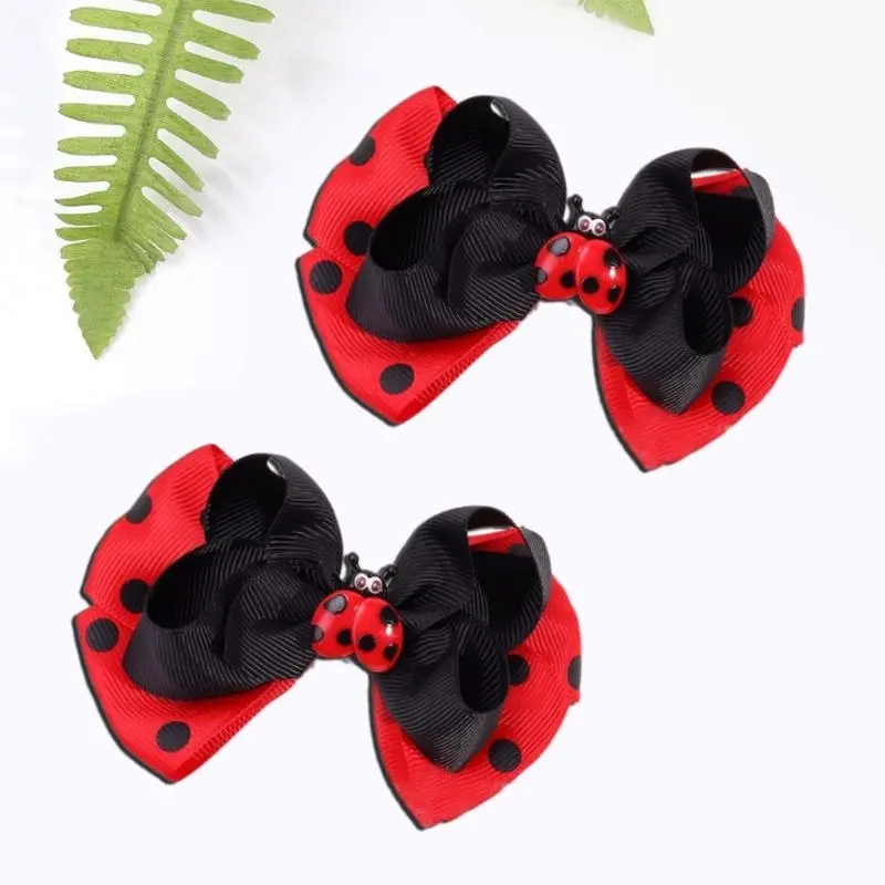 652F Creative Children's Hair Accessories Cartoon Animal Designs Double Bows Clip Headwear for Everyday Wear and Parties
