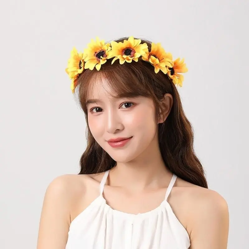 652F Lighted Flower Crown LED Headband Festival Hair Ornament for Celebrations Weddings and Party Accessories