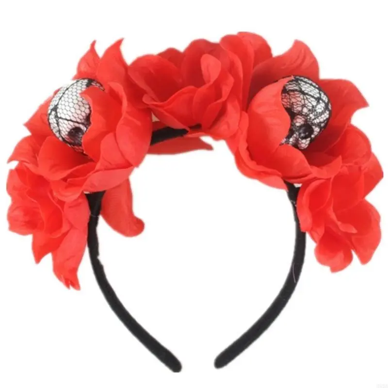 652F Halloween Skull Head Headband Headband Hair Hoop Headband Flower Decorative Headband Hair Accessories Women Perfect