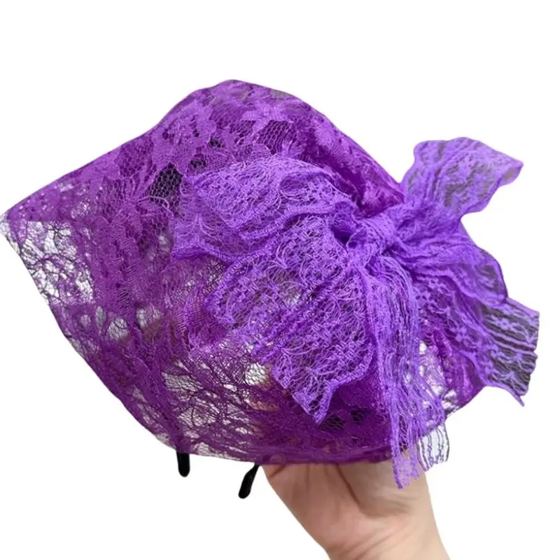 652F Fashion Lace Headband Fascinator Headband Adjustable Headpieces Party Hair Accessory Decoration For Evening Event
