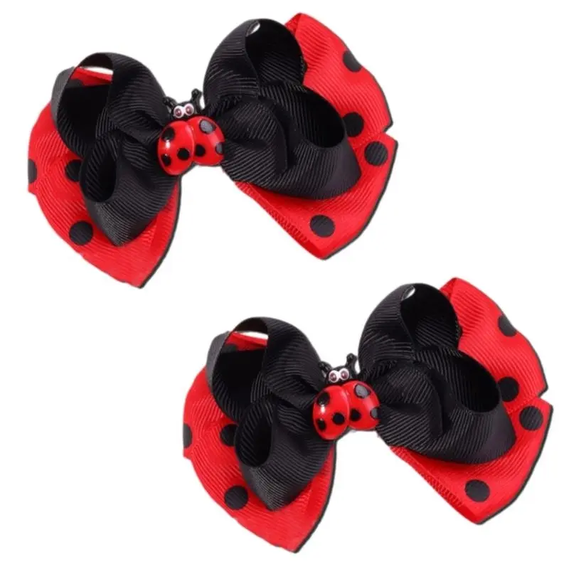652F Creative Children's Hair Accessories Cartoon Animal Designs Double Bows Clip Headwear for Everyday Wear and Parties
