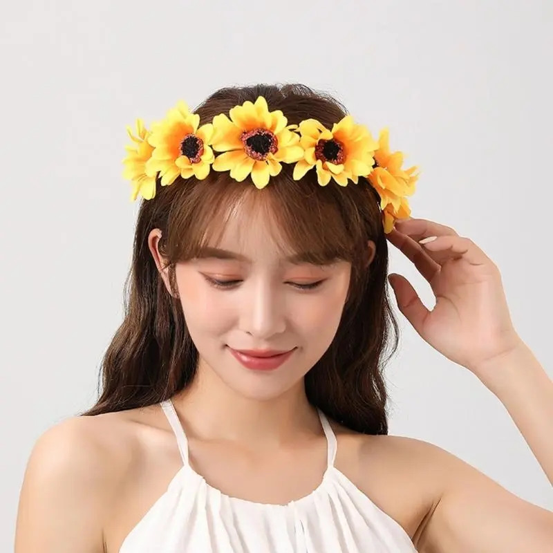652F Lighted Flower Crown LED Headband Festival Hair Ornament for Celebrations Weddings and Party Accessories