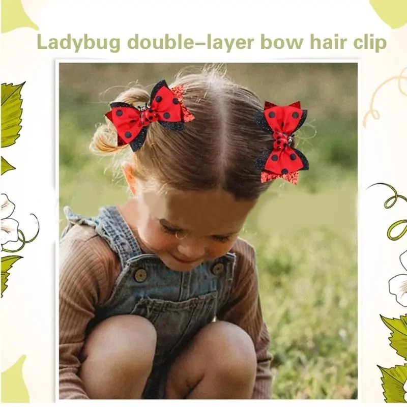 652F Creative Children's Hair Accessories Cartoon Animal Designs Double Bows Clip Headwear for Everyday Wear and Parties