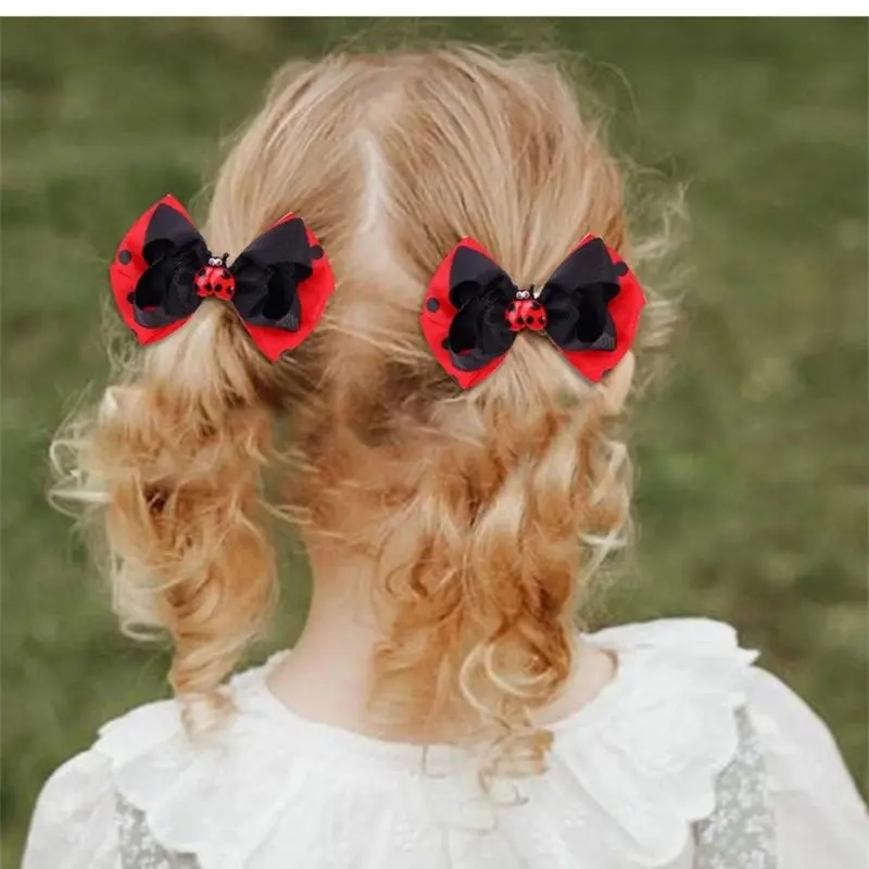 652F Creative Children's Hair Accessories Cartoon Animal Designs Double Bows Clip Headwear for Everyday Wear and Parties