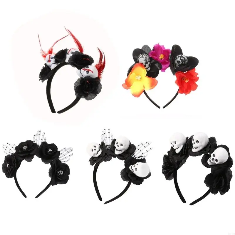 652F Halloween Skull Head Headband Headband Hair Hoop Headband Flower Decorative Headband Hair Accessories Women Perfect