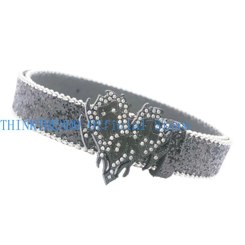 39BB Blingbling Waist Belt Glinting Chain with Encrusted Heart Rhinestones Glitter