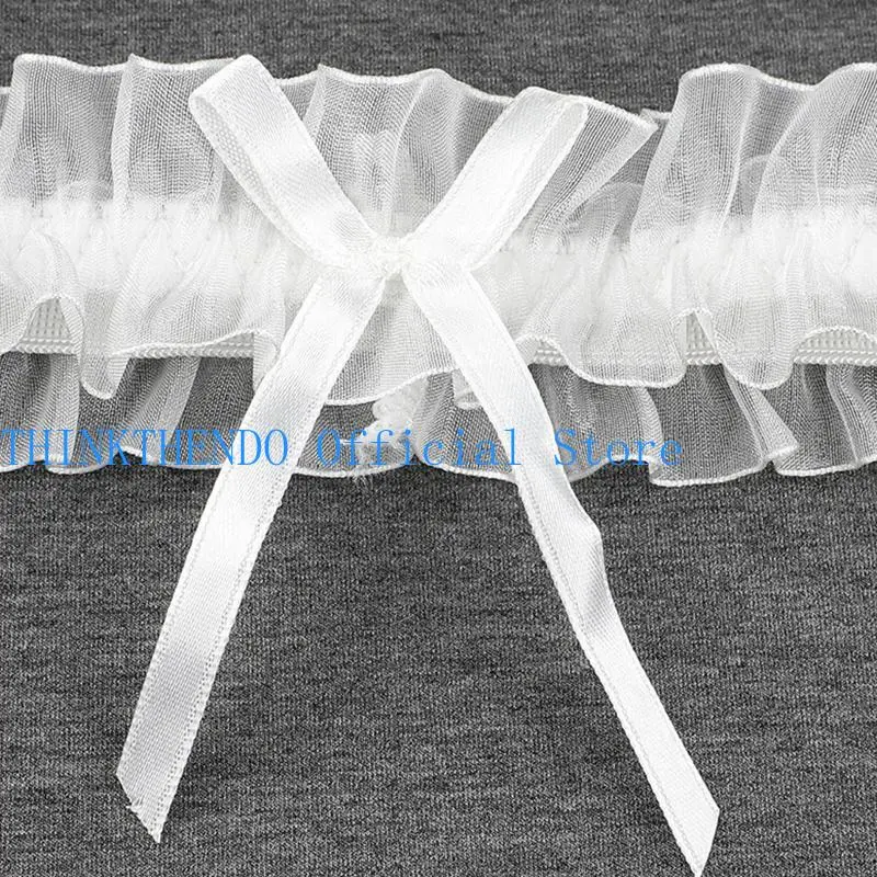 652F Wedding Bridal Garter for Women  Lace Ribbon Bowknot Princess Leg Foot Ring Stretch Prom Garter Lingerie Accessories