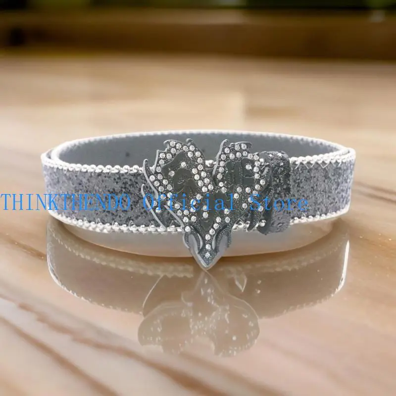 39BB Blingbling Waist Belt Glinting Chain with Encrusted Heart Rhinestones Glitter