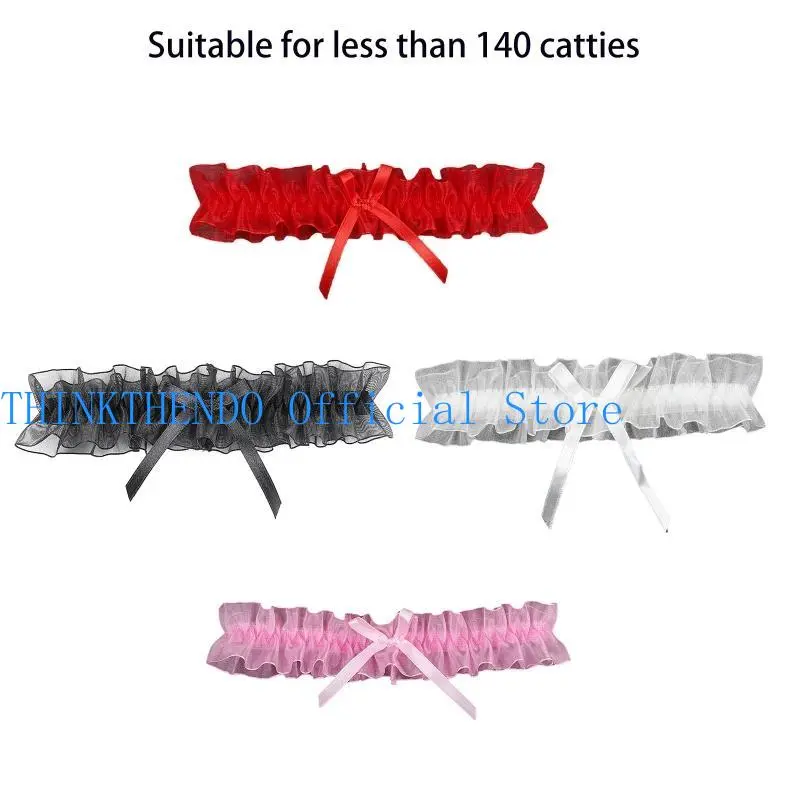 652F Wedding Bridal Garter for Women  Lace Ribbon Bowknot Princess Leg Foot Ring Stretch Prom Garter Lingerie Accessories
