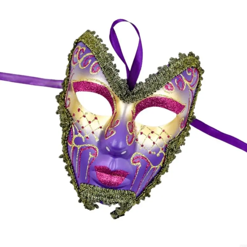 652F Masquerade Full Face Mask Masquerade Decoration Mask Costume Accsessory for Men Women Halloween Masquerade Proms Parties