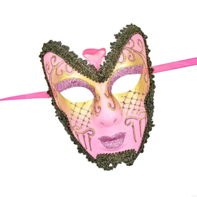 652F Masquerade Full Face Mask Masquerade Decoration Mask Costume Accsessory for Men Women Halloween Masquerade Proms Parties