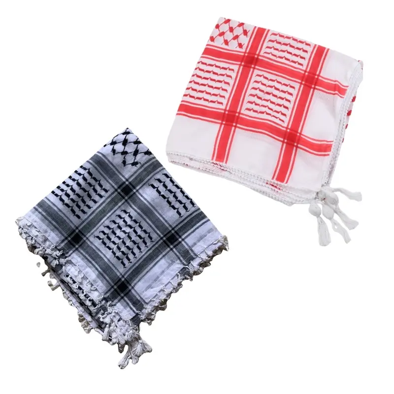652F Arab Turban Keffiyeh Scarf  Muslim Hijab Military Shemagh Desert Scarf Keffiyeh Scarf Wrap for Men And Women