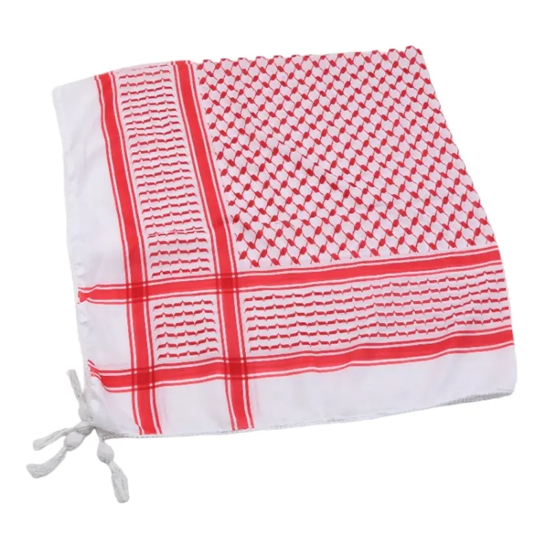 652F Arab Turban Keffiyeh Scarf  Muslim Hijab Military Shemagh Desert Scarf Keffiyeh Scarf Wrap for Men And Women