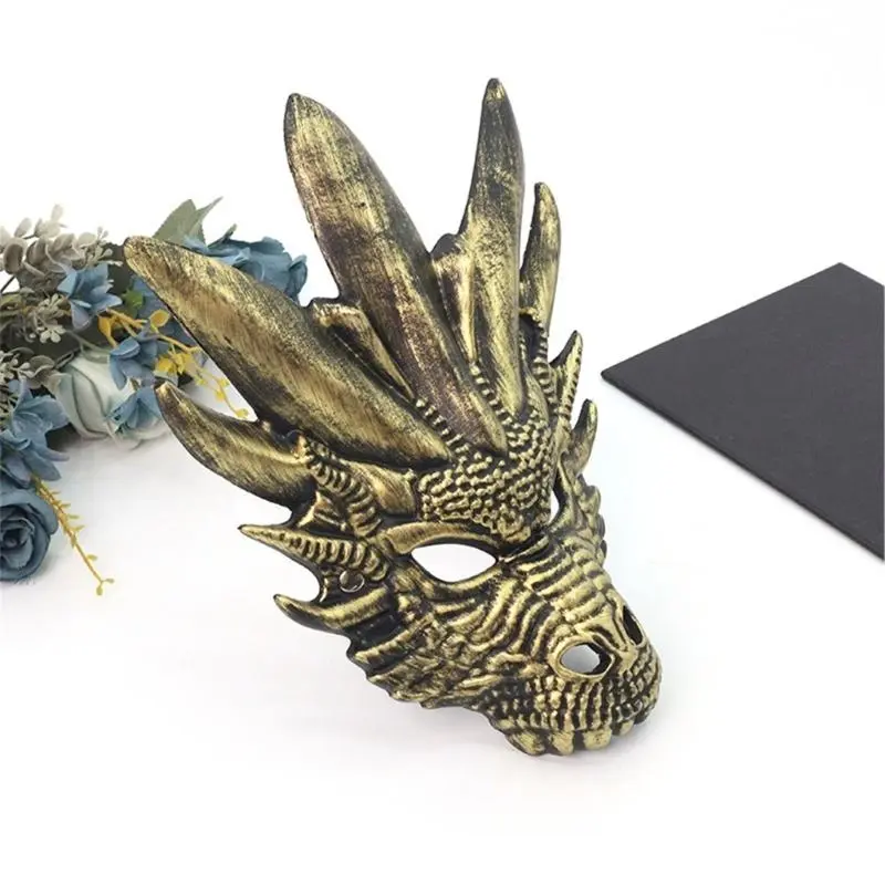 652F Dragon Head Mask for Women Men Masquerade Dragon Head Full Face Mask Halloween Animal Mask Halloween Cosplay Accessories
